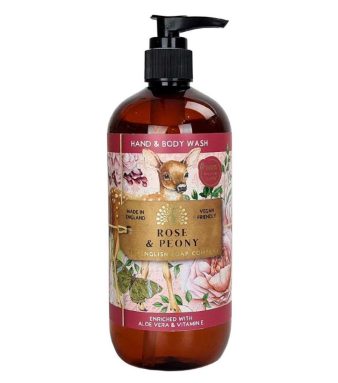 Rose & Peony Hand en Body wash. van The English Soap Company.
