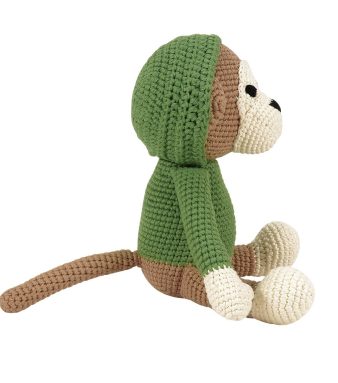 Sebastiaan een zacht handgemaakt aapje. Made by Woolie.