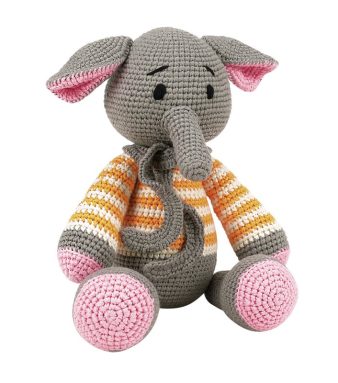 Handgemaakte gehaakte kinder knuffel William de olifant